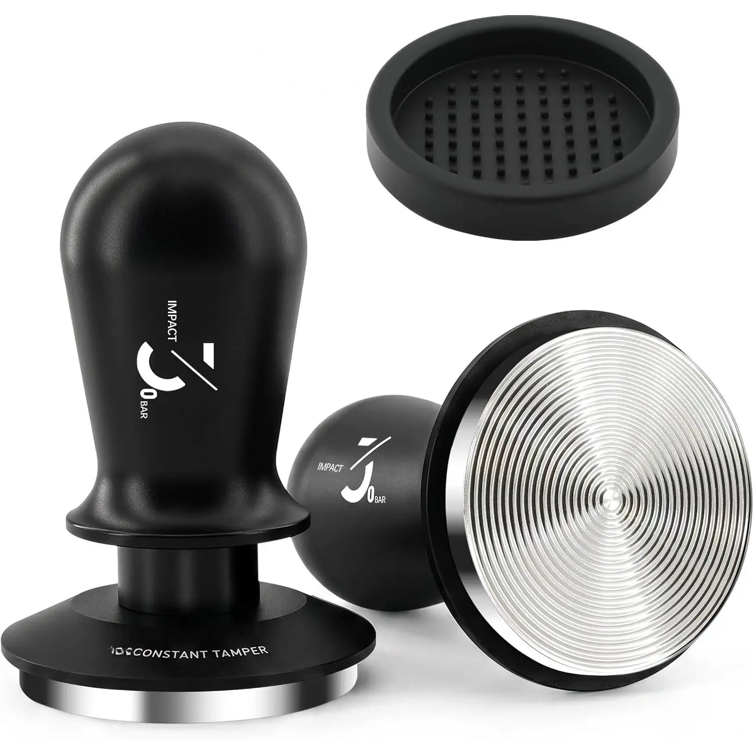 58mm Espresso Tamper, Spring  Coffee Tampers with Triple Spring Design, 30lb Calibrated Automatic  Release and Sound Click Feedback, 58.35mm Threaded Base with Espresso Tamper Mat