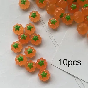10 Mini Pumpkin Resin Ornaments, Perfect for DIY Jewelry, Earrings, Nail Art, Halloween Decor, Dollhouse Accessories