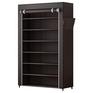 SUOERNUO 7 Tier Portable Metal Storage Organizer with Dust Cover Non Woven Side Shoe Shelf Cabinet Waterproof Smooth Installation Large Space Efficient Solution for Entryway Bedroom Dormitory Racks