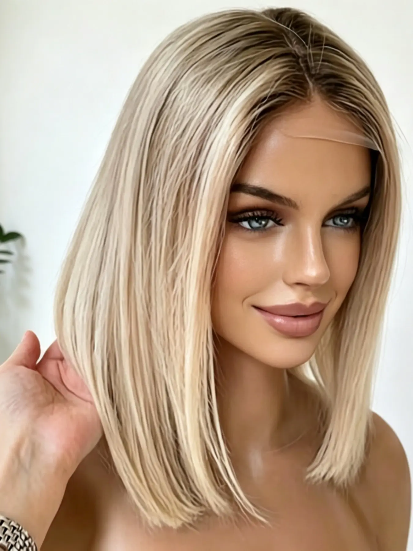 Lace Front Wig with Pre-Trimmed Fetal Hair, 13x4 Net Cap Size, Soft Blonde Human Hair, 14 Inch Big Curl, 150 Density, Women's Daily Wear