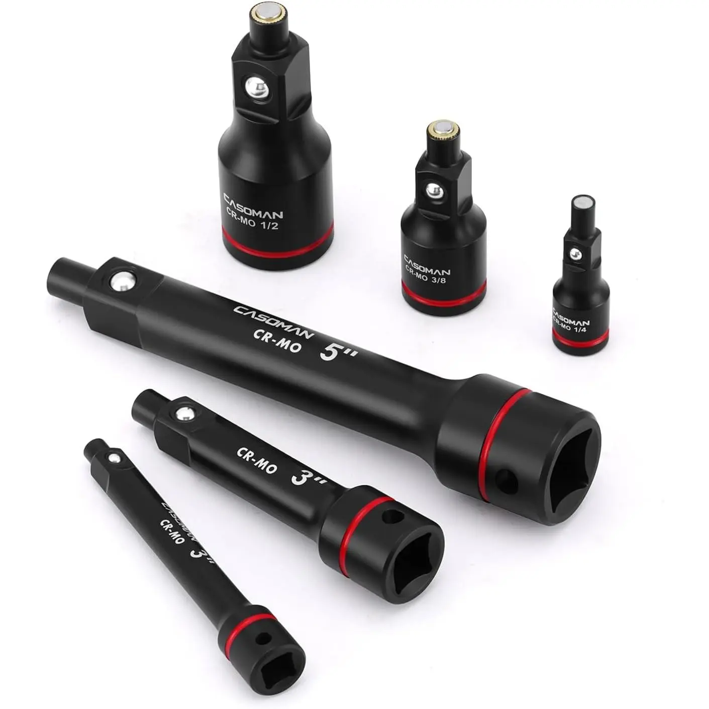 6-  Socket Extension Set, 1/4", 3/8", 1/2" Drive Socket Adapters with  Tips, CR-MO, for Keep , Automotive and DIY Repairs, Tight Spaces