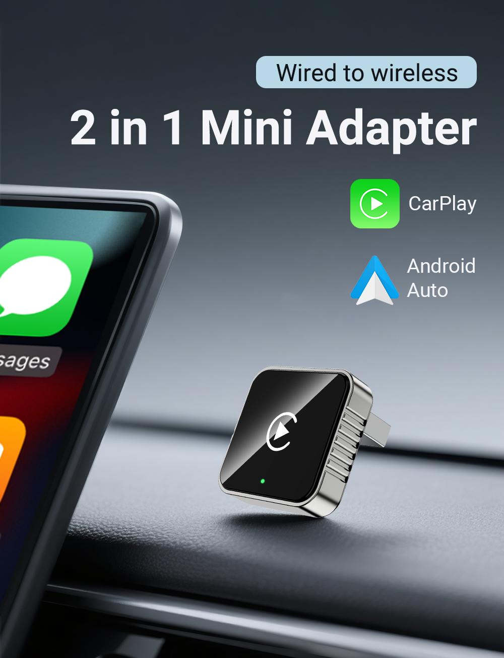 New Super Mini Carplay AI Box Wired to Wireless CarPlay&Android Auto 2in1 Box 5GHz WiFi5 for 99% Original Wired CarPlay/Auto Car