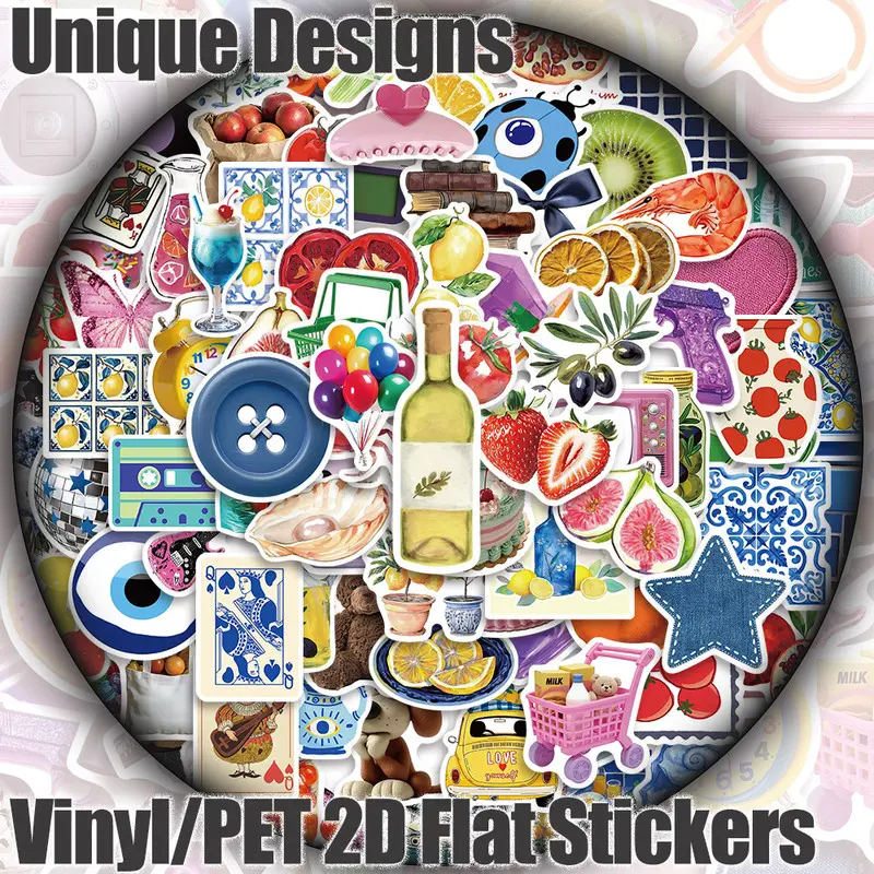 100PCS Mediterranean Tomato Y2K Pop Aesthetic Vinyl Stickers Pack for Laptop Water Bottle Phone Case Skateboard Journal Scrapbook DIY Decoration