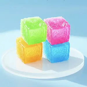 Crystal Bead Ice Cube Slow Rising Squishy, Soft Squeeze Stress Ball Sensory Fidget Toy, Satisfying Taffy-Textured Desk Toy for Adults & Kids