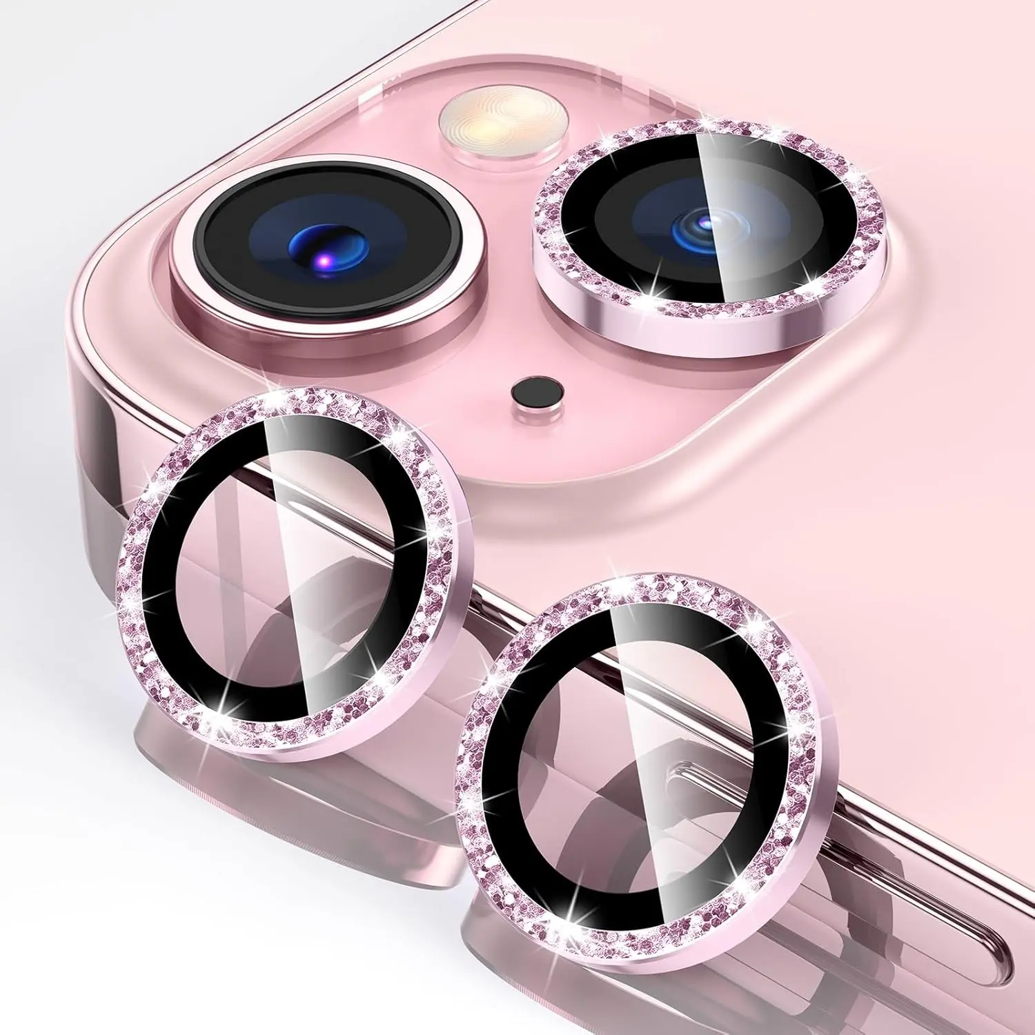 iPhone 17 Pro Max Camera Lens Cover Protector, 3pcs Bling Diamond & Glitter Metal Ring Design, 9h Tempered HD Glass Protective Film, Smartphone Accessories, Stylish Cellphone Accessory, Protection