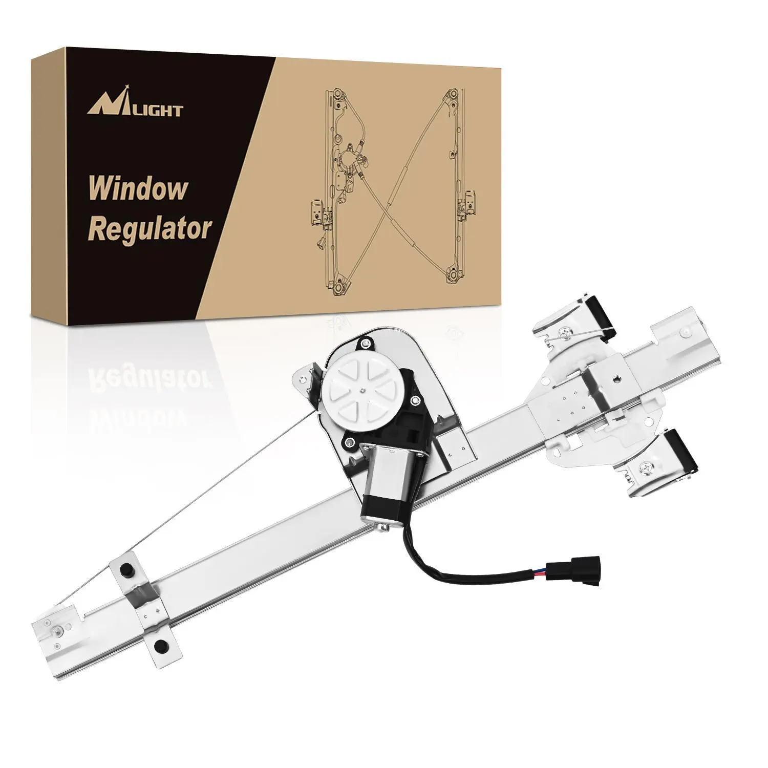 Nilight Stainless Steel Automotive Power Window Regulator with Motor - Sturdy, Corrosion-Resistant, Low-Noise Plug&Play Copper Iron Car Accessory, Rear Left Driver Side, Compatible with Chevy GMC Silverado/Sierra 1500 2500 HD 3500 HD 2007-2013, 741-388, R