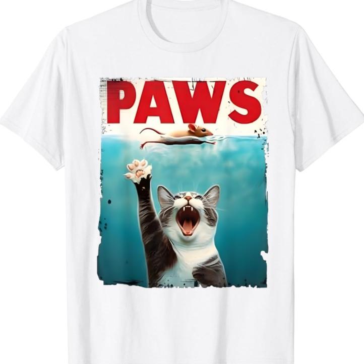 Summer t Shirts Parody Cat Mouse Humorous Cat Chasing Mouse Kitten T-Shirt Tshirt