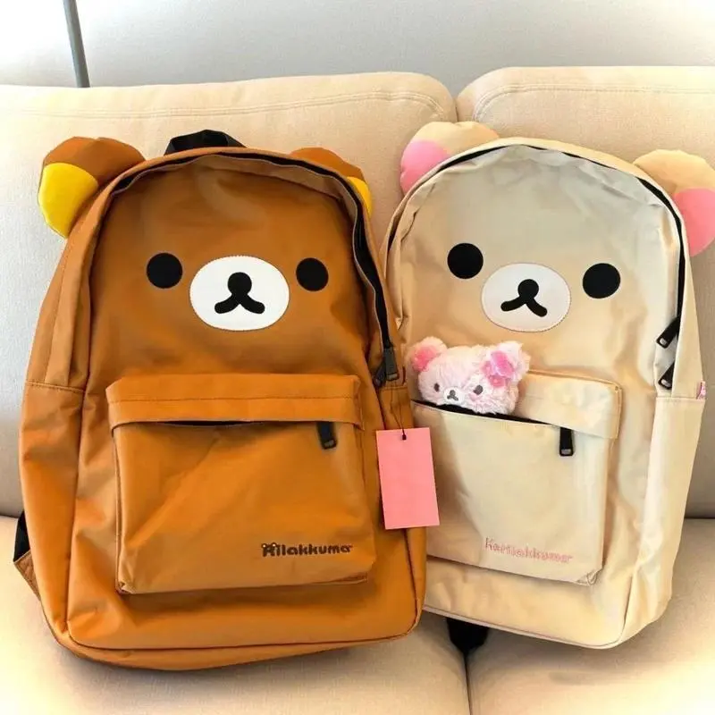 Kawaii Cute Bear Rilakkumas Backpack Large Capacity Anime Cartoon Backpack Stylish Student School Bag Shoulder Bags Schoolbag