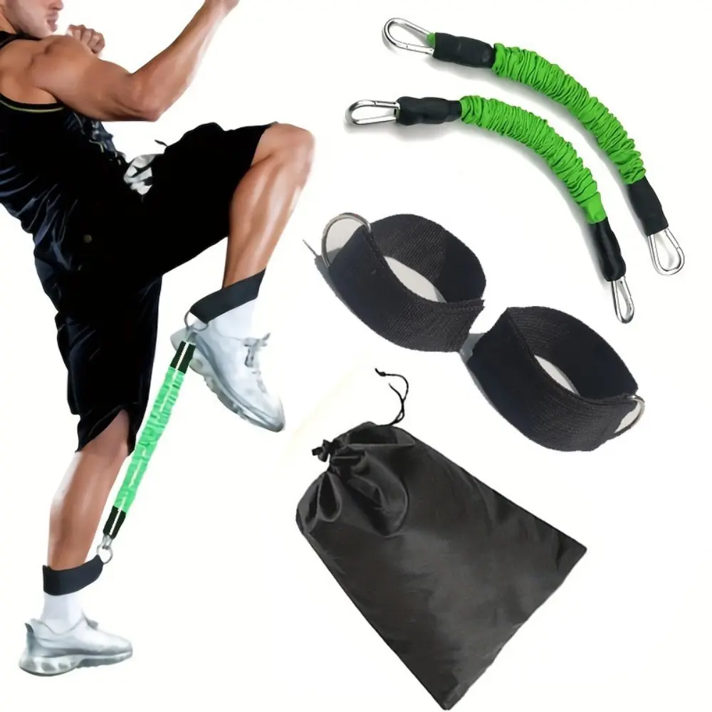 Ankle Resistance Bands with Straps – Leg Exercise Pull Rope for Jump Training, Side Steps & Agility, Adjustable Elastic Ropes for Taekwondo, Basketball, Soccer, Men Women Fitness Workout Band