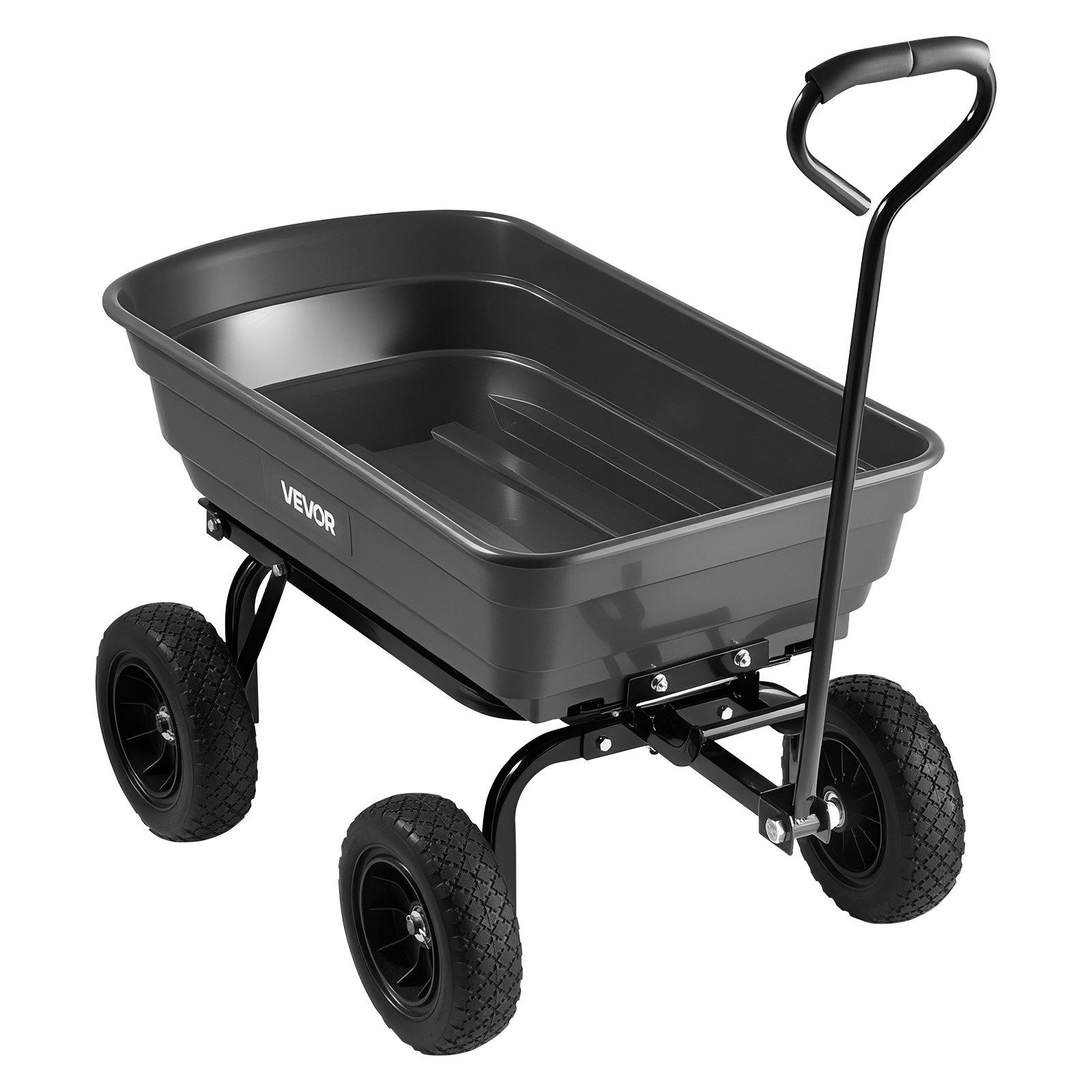 VEVOR Garden Dump Cart, 600 lbs Poly Dump Cart, Garden Carts Dumps Wagon with 90 °   Quick-Dumps Mechanism, 180 °   Swivel Wheels, 270 °   Flexible Rotating Bearings, Yard Wagon for Plants, Soil, Crops