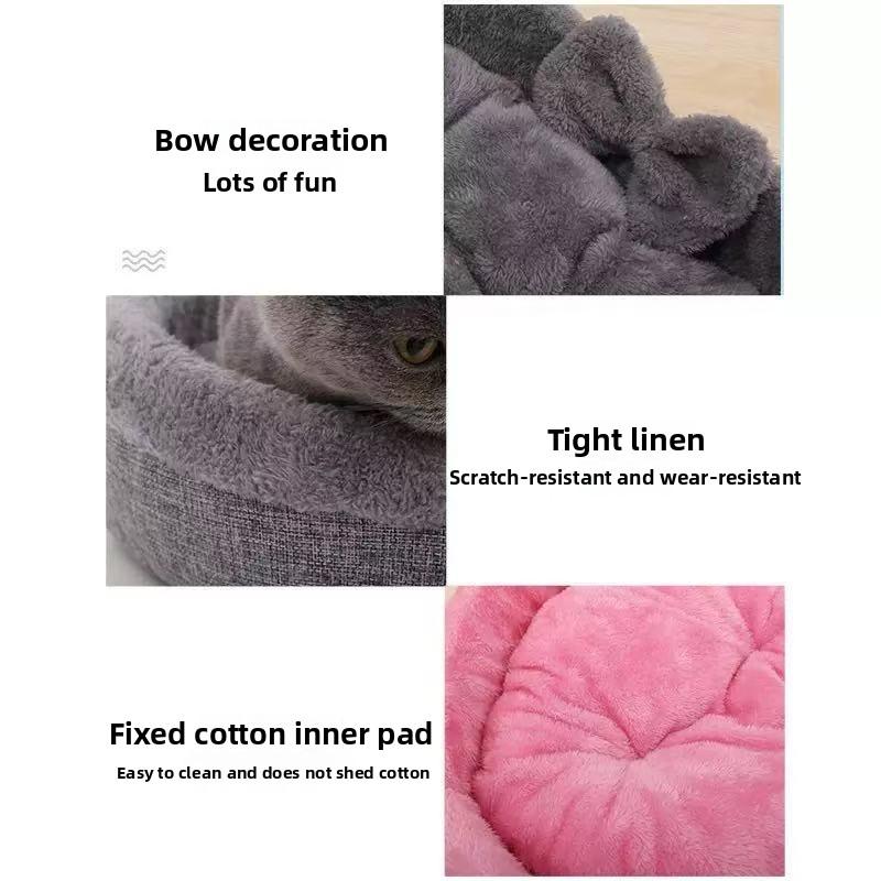 Heart Shaped Semi Enclosed Pet Bed Cute Cat Cave Warm Dog Cushion Nest All Season Universal Cat House Villa for Kitten Puppy