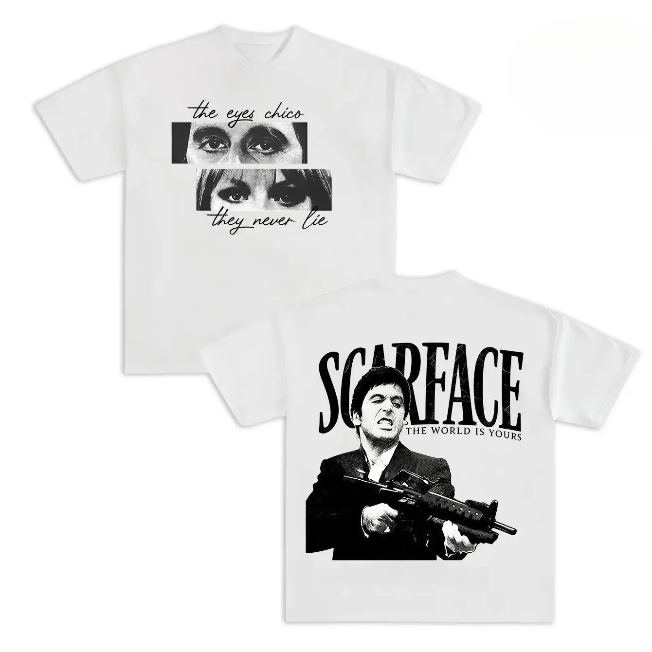 Scarface Graphic Tee For Men Stylish Black Short Sleeve Crew Neck Summer T-Shirt Vintage Gangster Style Graphic Tee For Men Stylish Black Short Sleeve Crew Neck Summer T-Shirt  Movie Inspired Streetwear Top