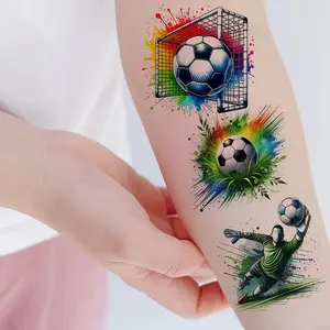 40pcs Soccer-themed Party Tattoo Stickers, Featuring Realistic Soccer-related Designs Including Soccer Moves, Soccer Fields, Jerseys, and Cleats. Multi-element Pattern Design for Sports Events and Soccer Party Costumes. Temporary Faux Tattoos