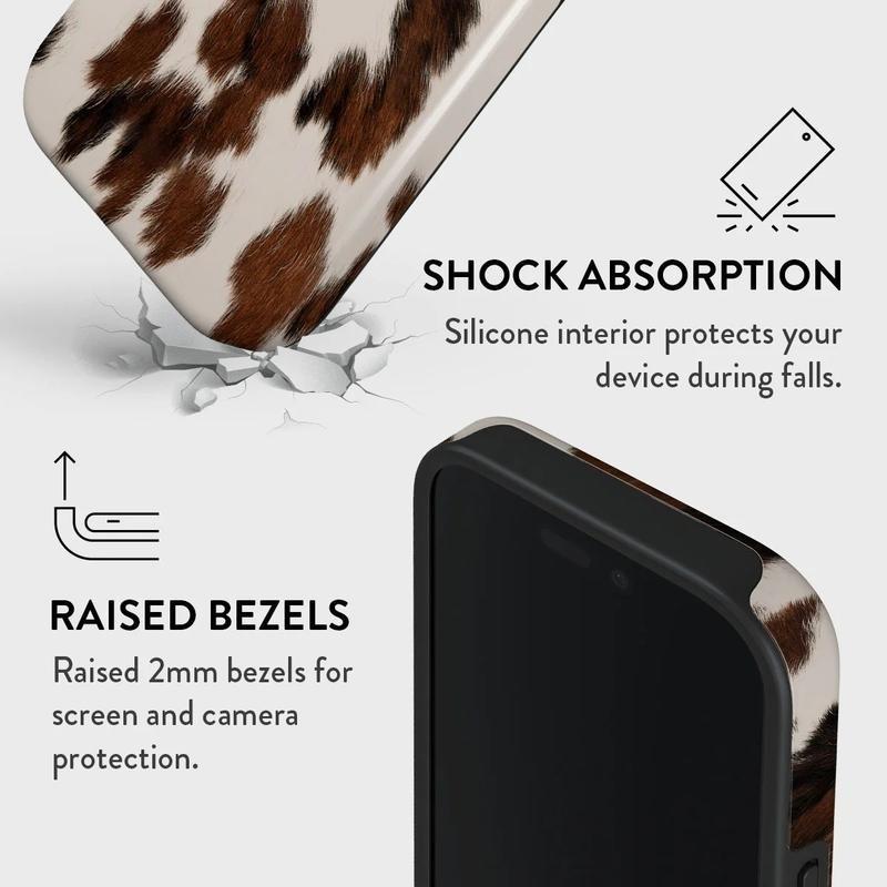 Brown & White Cowhide Phone Case -Western Cow Print iPhone17Pro max 16 .15,14,13,12  Case,Shockproof and anti-drop phone case, smart protective case