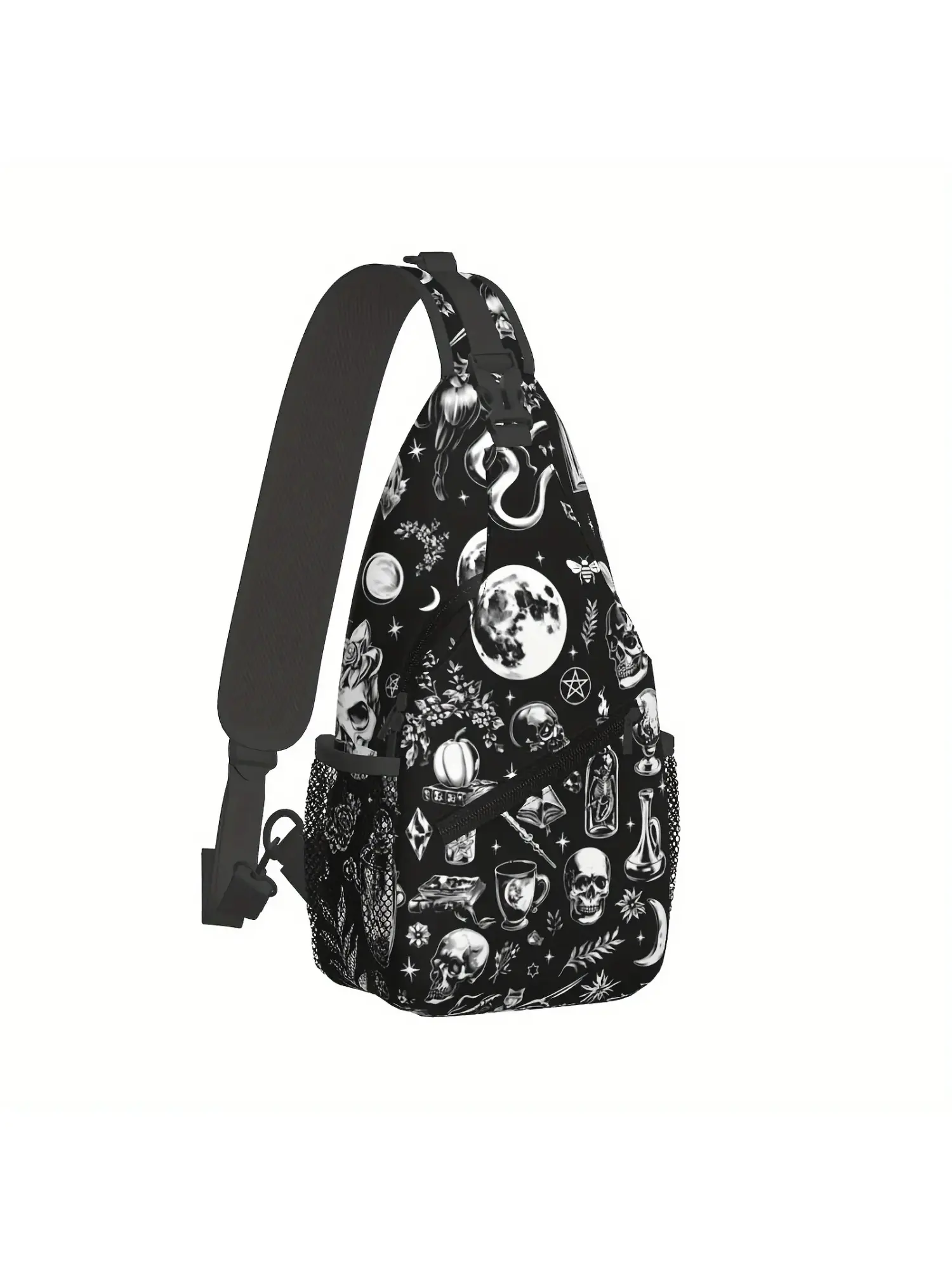 Mens Crossbody Chest Bag Designed for Hiking,Gothic Witch Witchcraft cross body Shoulder Bag,Large Capacity Fashion Durable Can Be Used For Shopping, Work, Leisure Travel Beach Bag Fishing Backpack Versatile Bag