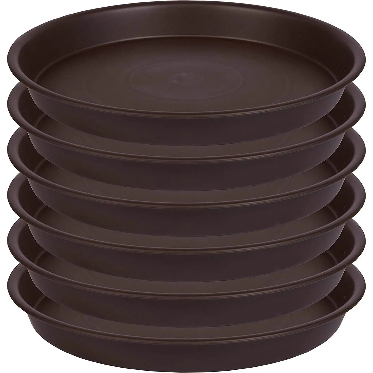 6 Pack Plant Saucer Tray 6“, 4 6 8 10 12 14 16 18 inch Saucers, Heavy Duty Plastic Drip Trays for Indoor, Plant Water Drainage Trays for Pots Base, Planter Flower Dishes for Plants (6“, Brown)