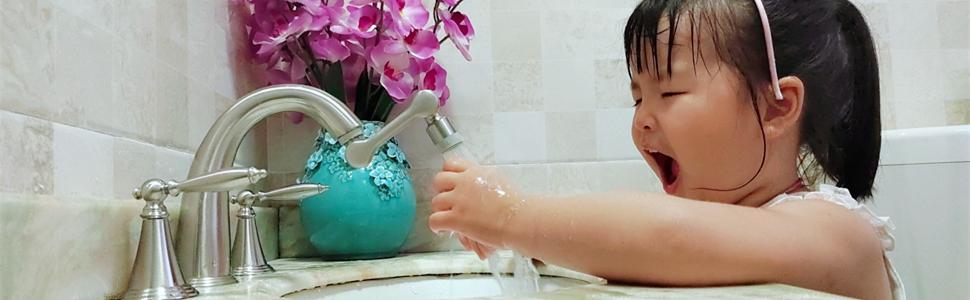 1080 Degree Rotating Faucet Extender Sink Aerator Extension Brushed Nickel