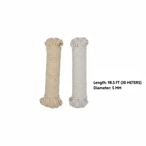 5Mm woven cotton rope 98.5 feet (30 meters) natural pure cotton bundled decorative cotton thread rope