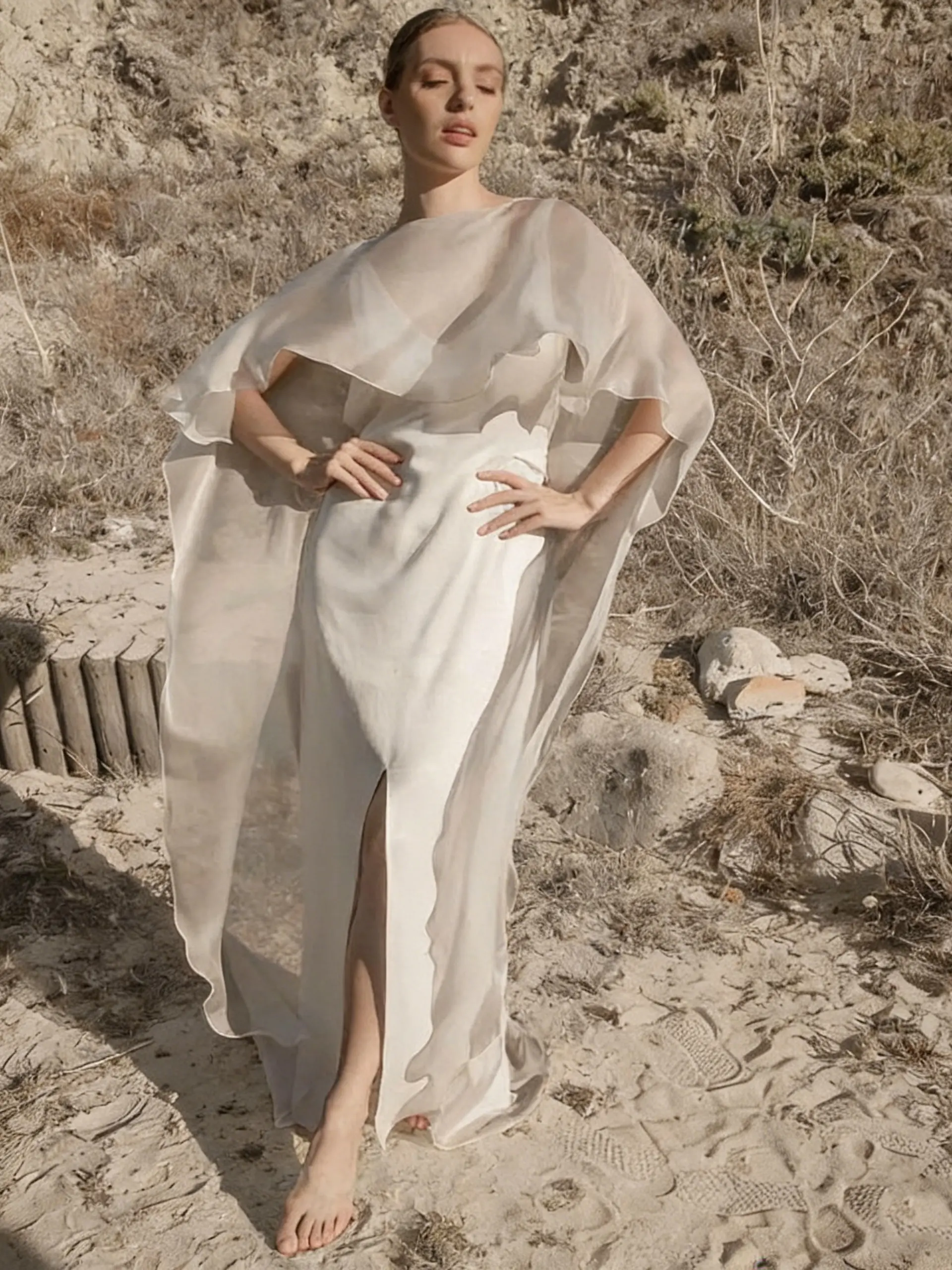 European and American Fashion Elegant Long Shawl, Loose Fit Sheer Wrap, Perfect for Vacation Photoshoots, Stylish Outerwear