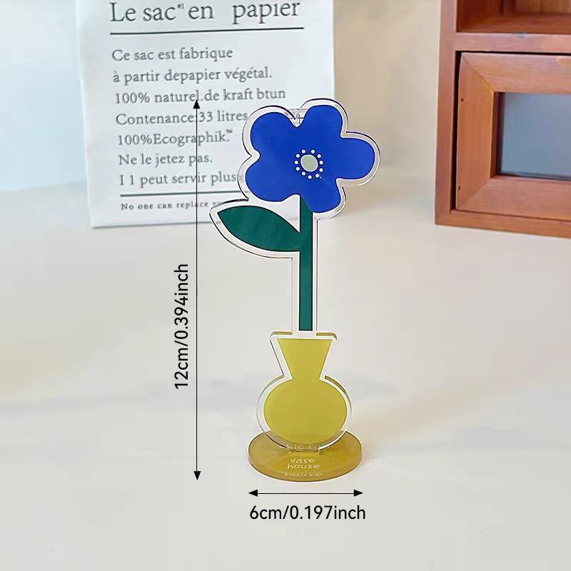 3PCS Acrylic Cute Cartoon Flower Sticky Note Clip Vertical Photo Stand Desktop Decoration for Office Home