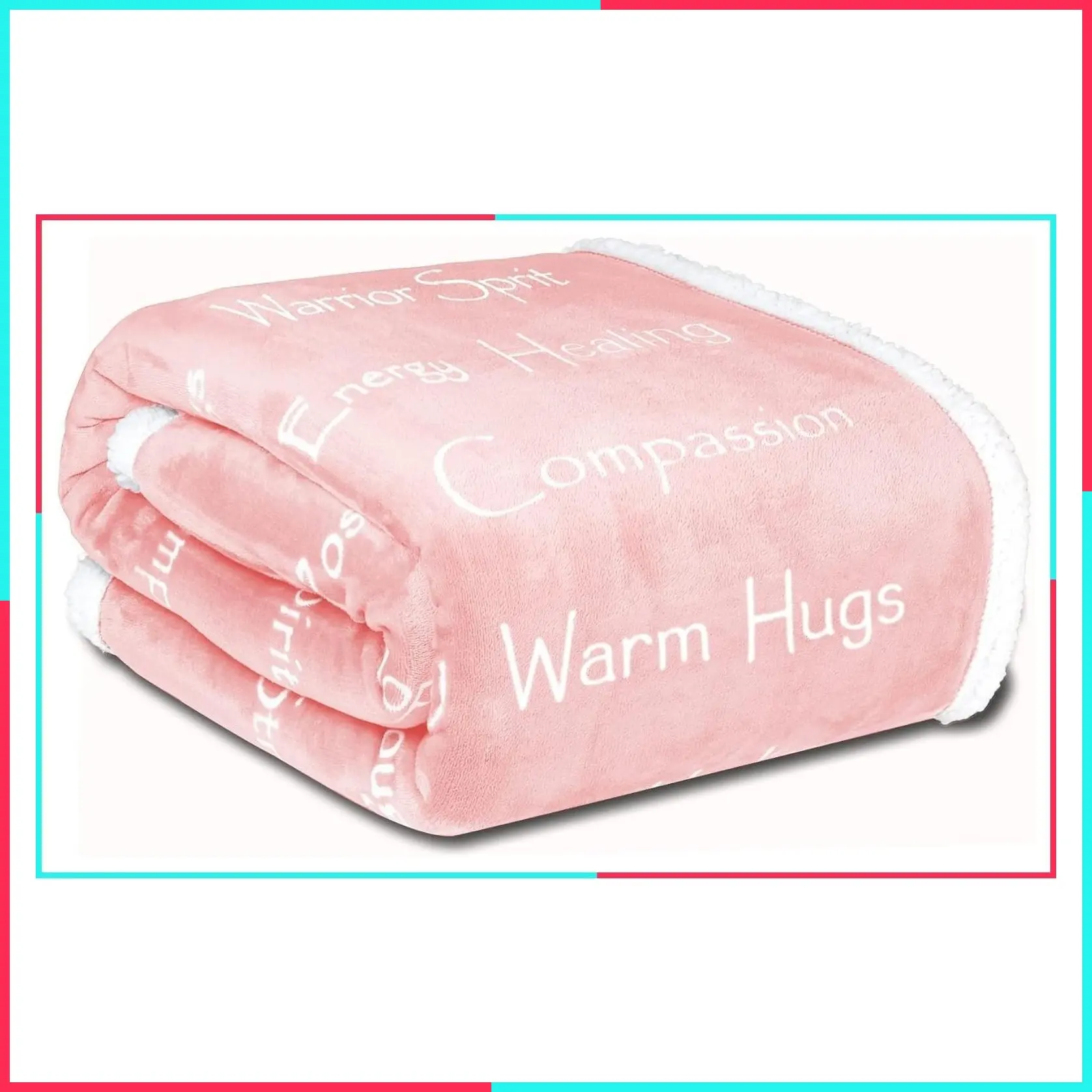 Super Warm Plush Get Well Gift Blanket - Strength, Courage, Healing Thoughts, Positive Energy, Love & Hope - Cancer Support Gift for Women, 50 x 65 Inches, Pink, One Size