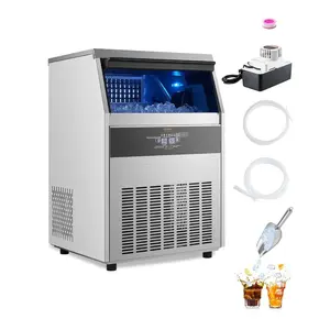 VEVOR 140lbs/24H Commercial Ice Maker, 45 Ice Cubes in 15 Minutes, Freestanding Ice Maker Machine with 33lbs Large Storage Capacity for Bar Office Restaurant, with LED Digital Display Self - Cleaning