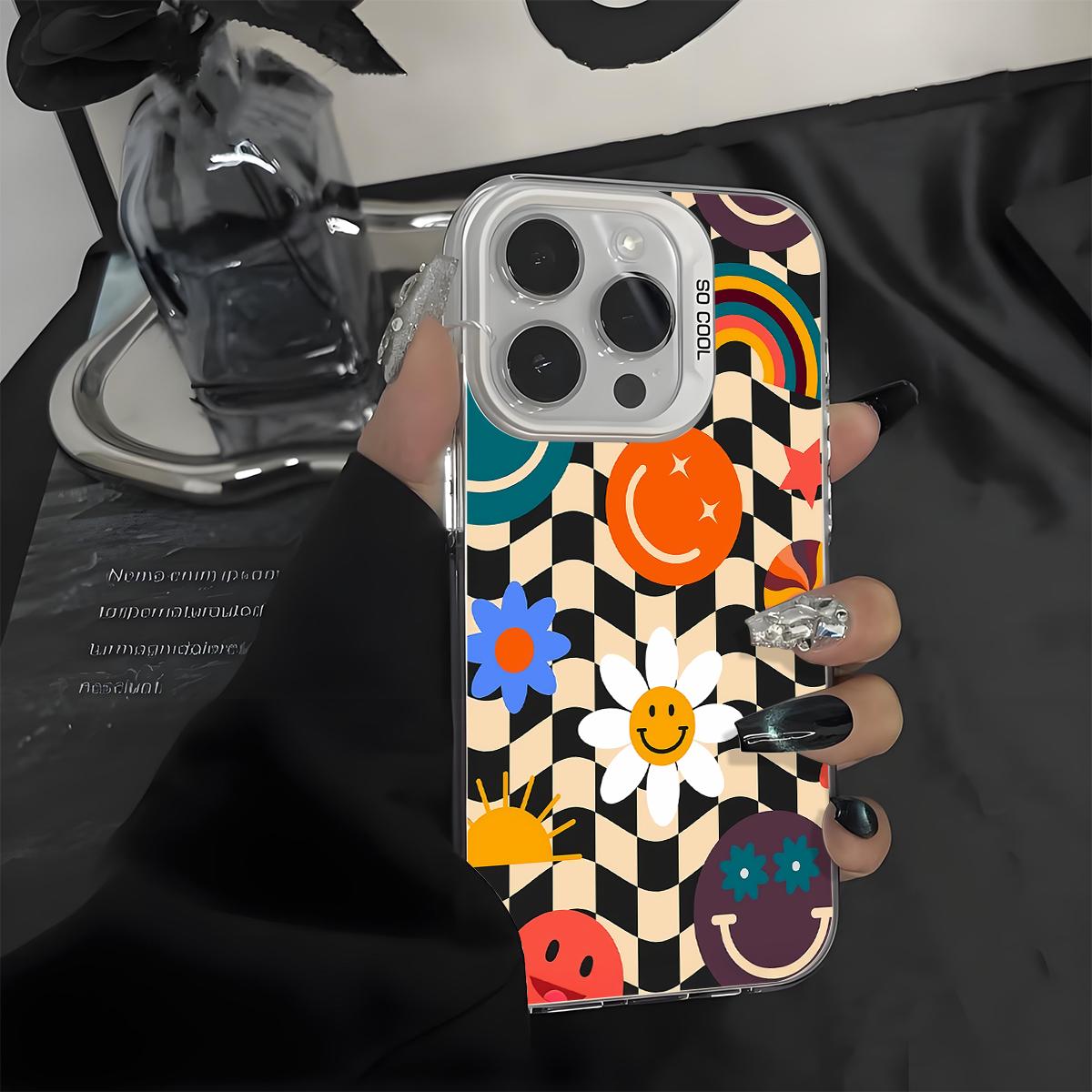 Creative Checkered Pattern Shockproof Phone Case for iPhone 7 8 X XR 11 12 13 14 15 16 17 Pro Max Plus Air 17E Protecitved Cover Affordable Trendy Unique