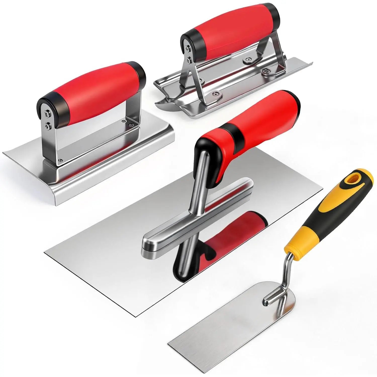 4 count Trowel Tile Tools Set, Stainless Steel Tile Trowel & Notched Trowel Concrete Tool for Tiling Installation Grouting Plastering
