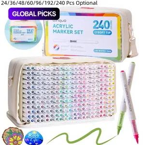 Automatic Ink Control Acrylic Paint Markers, Handbags Styles(With Storage Base) Layered Storage Box,Brush Tip Acrylic Paint Pens for Rock Painting, Ceramic, Wood, Canvas, Glass, Stone, Fabric, Card Making, DIY & Art Supplies