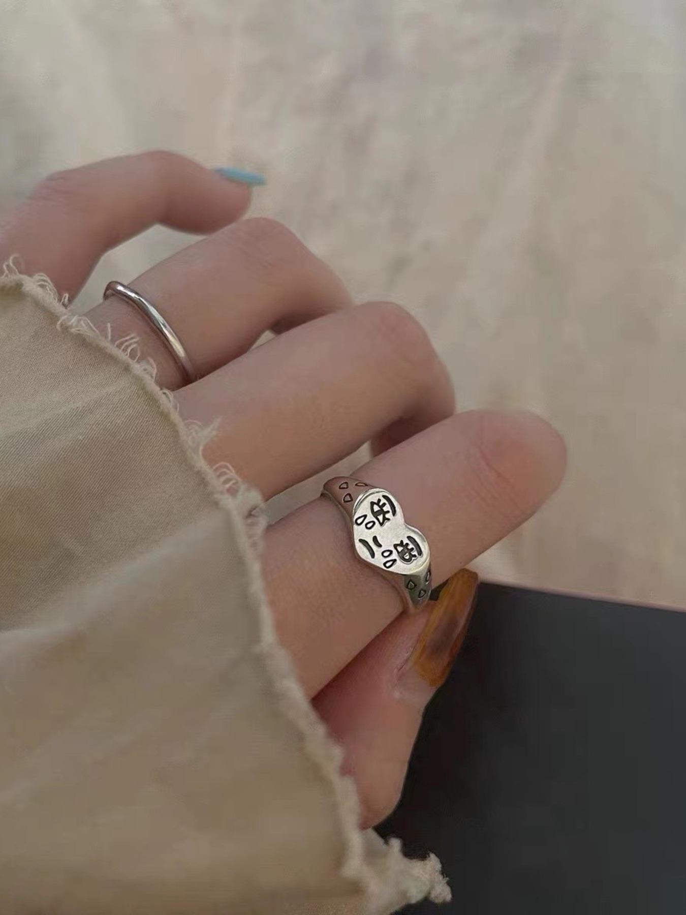 Women's Cute Heart Design Exquisite Trendy Heart Signet Ring, Vintage Trendy Retro Promise Engagement Rings, Stylish Vintage Jewelry As Birthday Gift for Women & Girls, Gifts for Wife, Vintage Rings