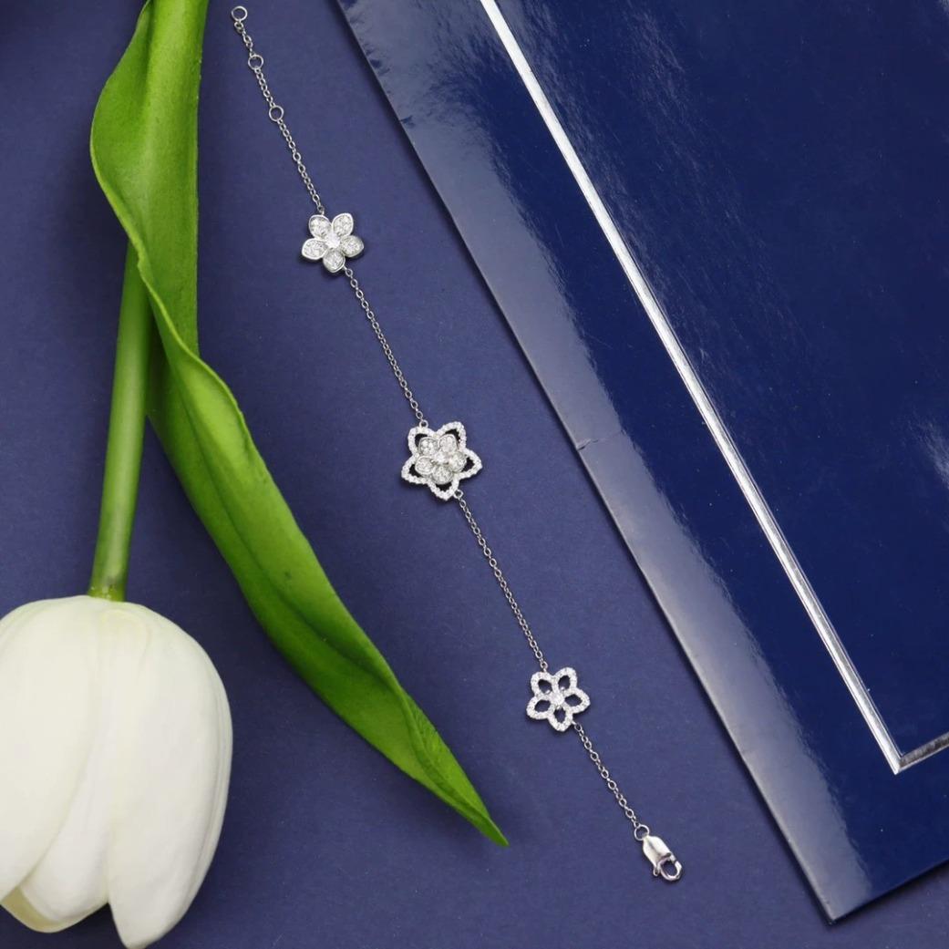 S925 Sterling Silver Moissanite Bracelet for Women D VVS1 Diamond Gold Plated Flower Luxury Wedding Jewelry Gift