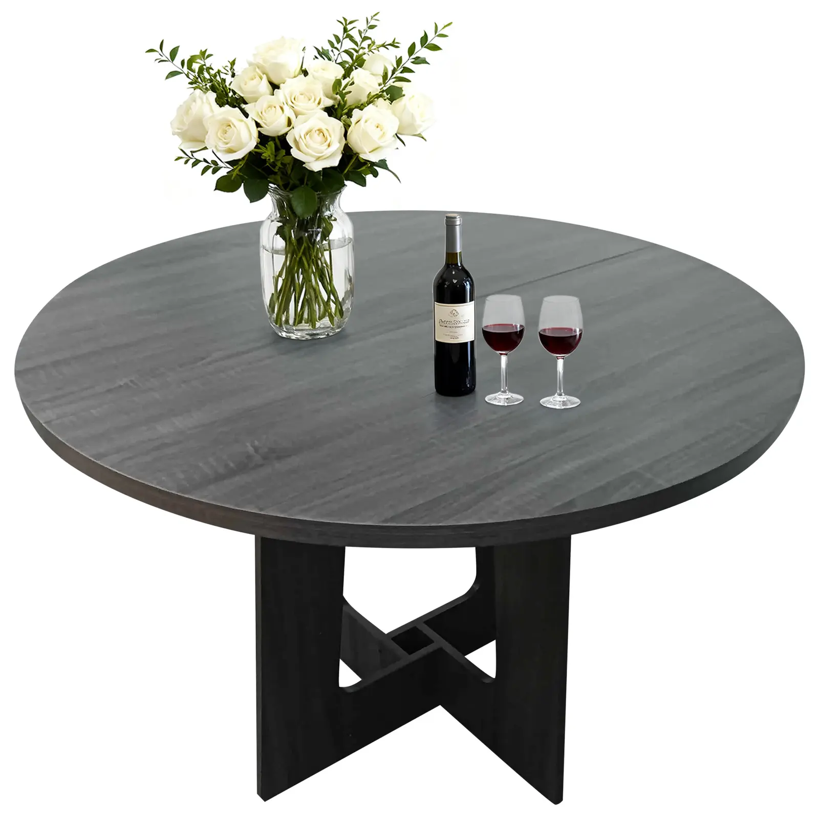 43.3" Round Dining Table for 4 – Farmhouse Kitchen Table, Circle Wood Dinner Table for Kitchen, Living Room & Apartment