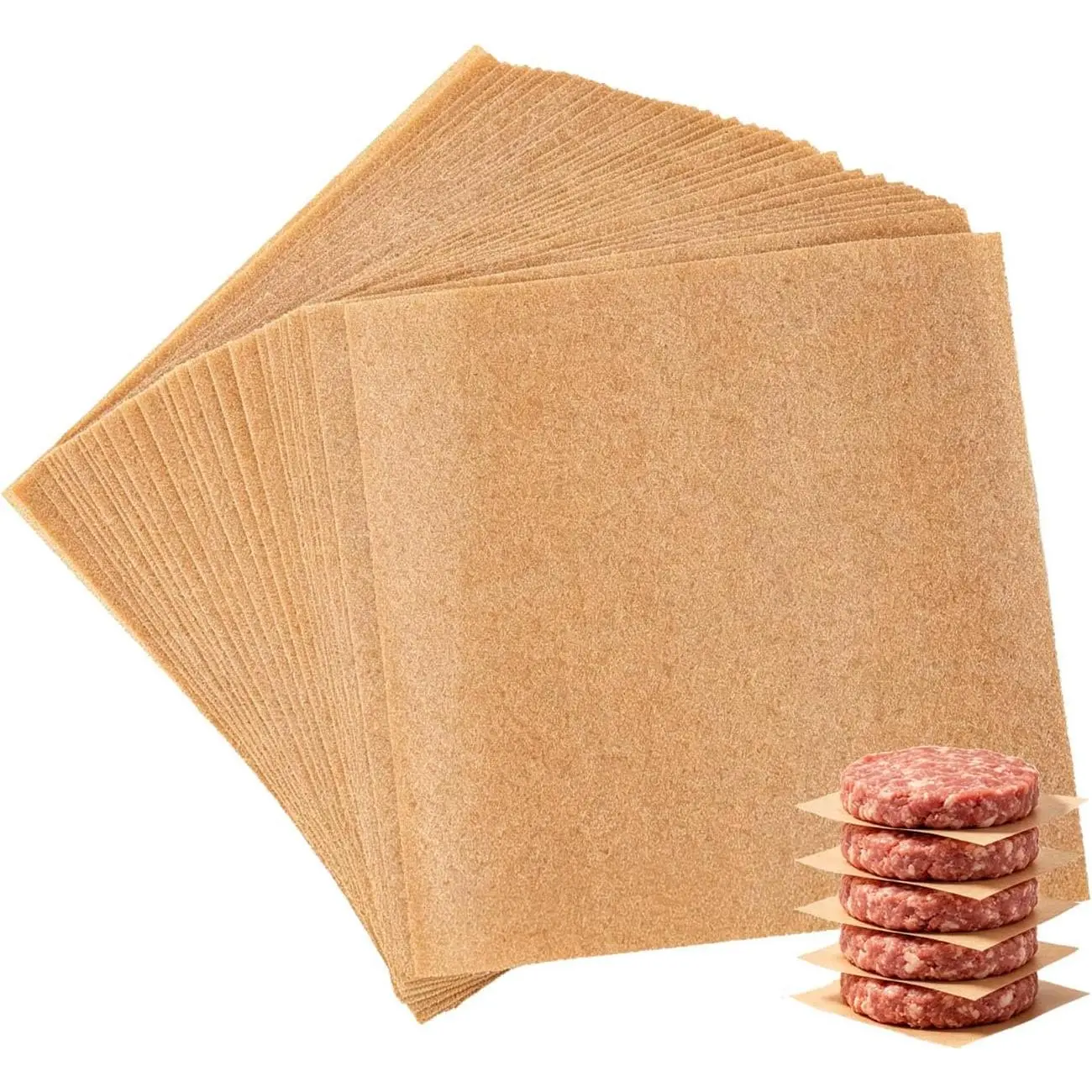200 count 6x6 Nonstick Patty Wax Square Unbleached Precut  Paper |  Grade Chlorine Free Greaseproof &  Resistant Heat Resistant for Oven Air Fryer Multi-Use for Deli Bakery
