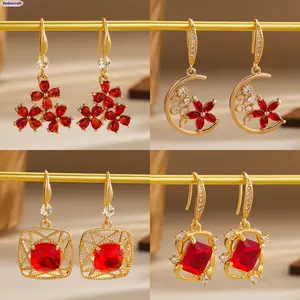 Viral TikTok Aesthetic Copper Dangle Earrings, Retro Chinese Fan Drop Earrings, Chinoiserie Statement Jewelry, Lightweight Hypoallergenic Copper, Crystal Star Moon Hooks, Daily Wear Party Date Night Travel