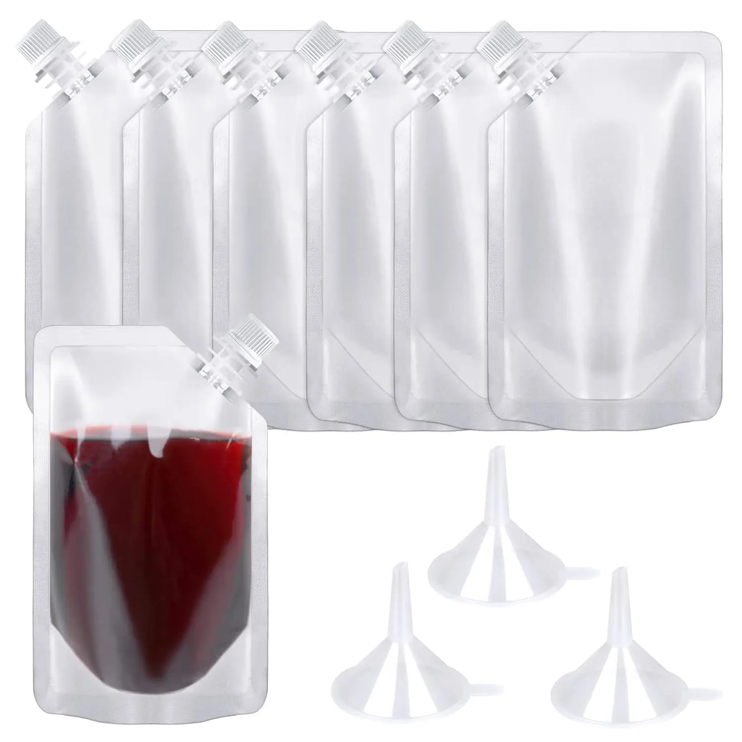 24 count Plastic Flasks, 8 Oz Concealable and  Drink Pouches, Leak-Proof  Grade Plastic for Travel (8OZ-24PCS +3 Funnels)
