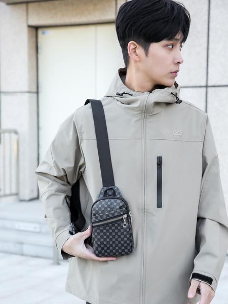 Men's Casual Solid Color Zipper Belt Bag, Fashionable Lightweight Chest Bag for Daily Commuting, Portable Sling Bag for Men, Zipper Fanny Pack