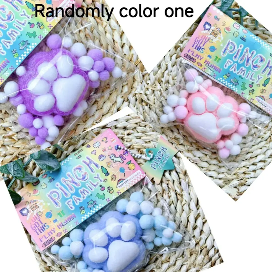 Super Soft Gold Cat Paw Stress Relief Toy, Colorful Squeeze Toy for Anxiety Relief, High Aesthetic Cartoon Design, Random Colors