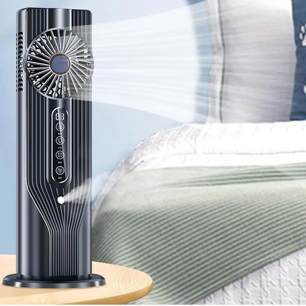 Portable Spray Humidifier Fan, Multi-Speed USB Rechargeable, Cooling Mist Fan for Bedroom Office, Adjustable Wind Speed, Water Mist Cooling