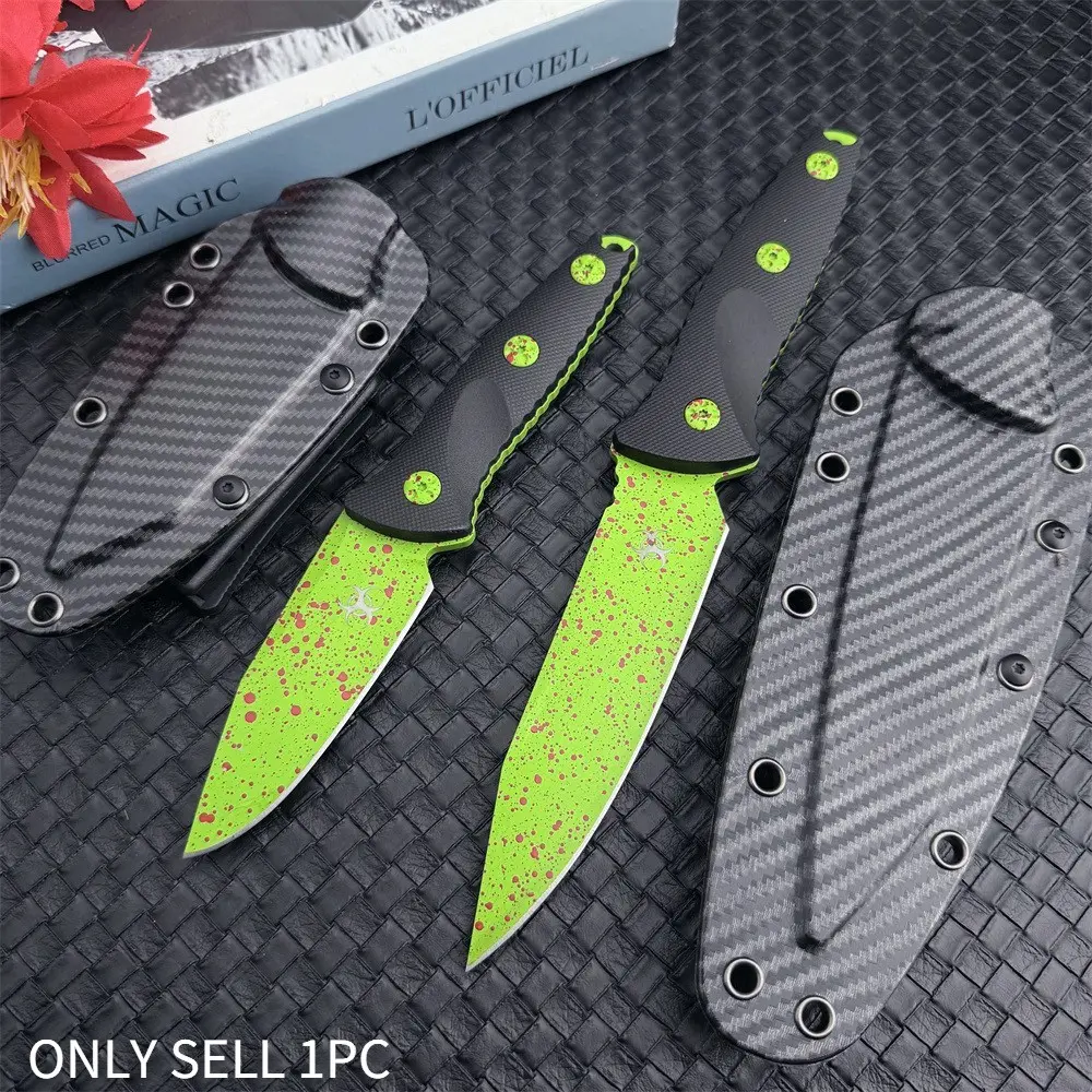 Two Different Length Straight Blades with Scabbards, 8cr13mov Blade Material, Nylon Handle, High-Quality Outdoor Knife for Fishing, Hiking, Camping, Straight Edge Knives