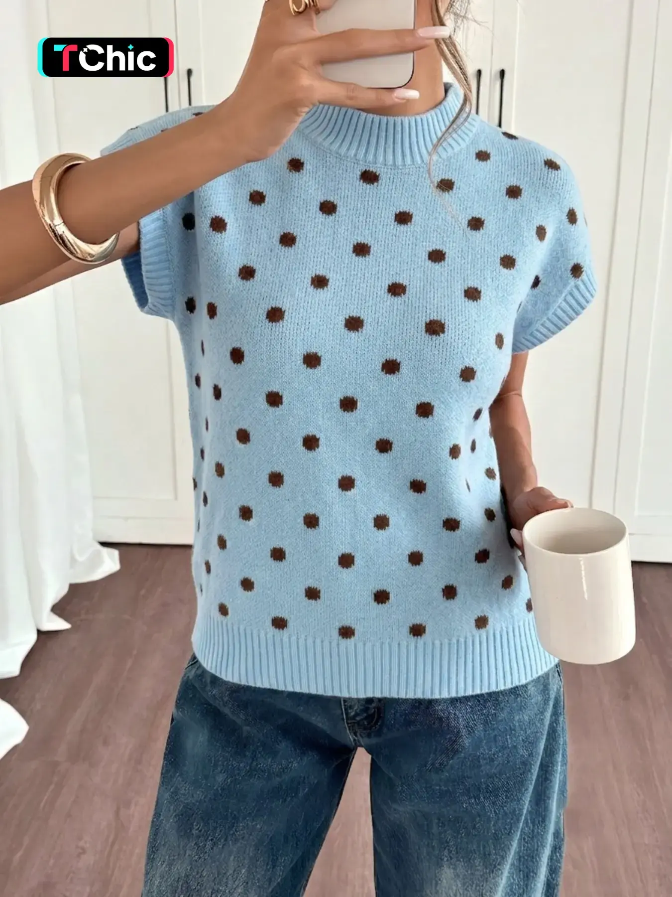 Women's Striped Round Neck Knit Short Sleeve Top Knitwear, Casual Versatile Simple Fashion, Perfect for Spring Summer Daily Commute Outdoor Activities