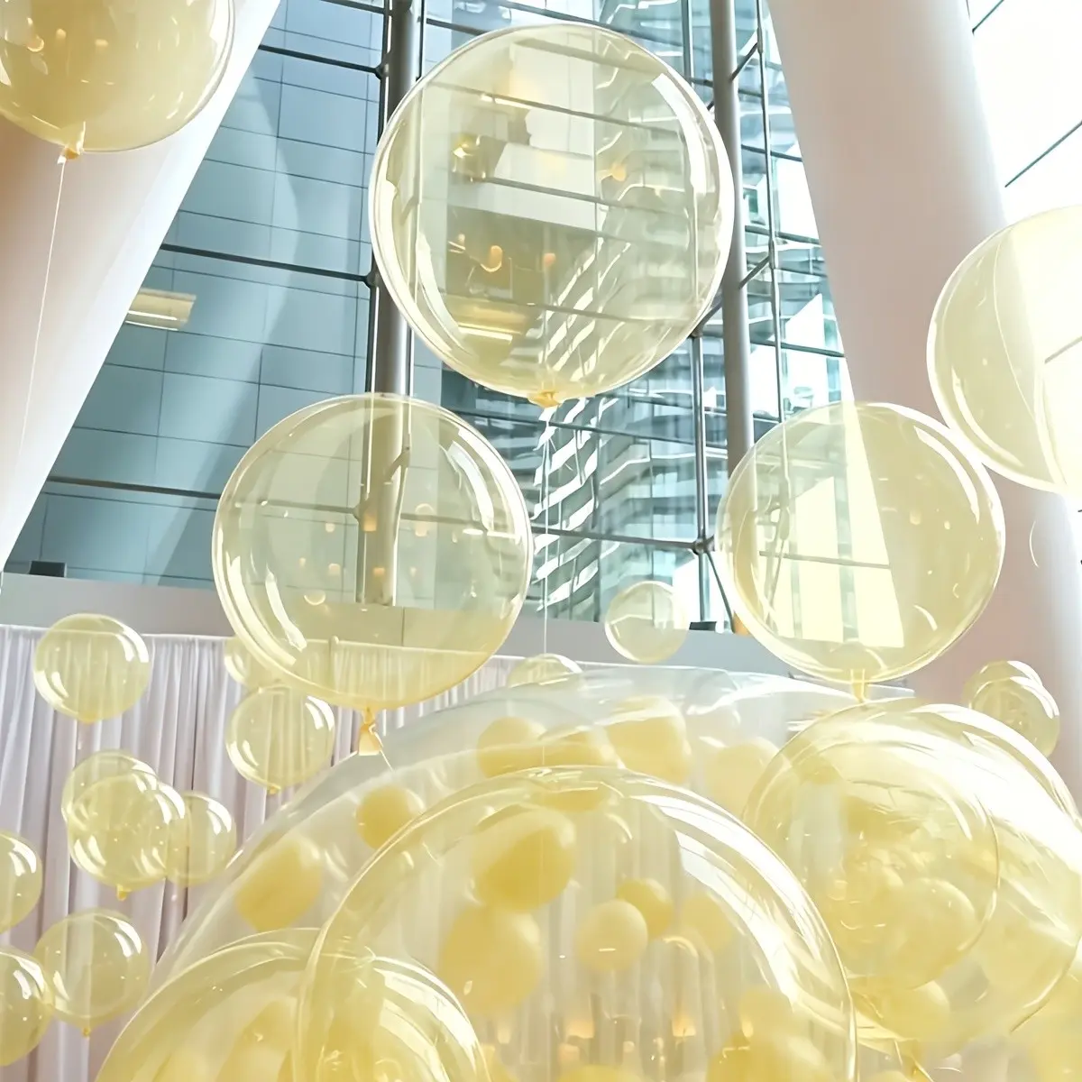 10Pcs Yellow Clear Bobo Balloons, 18 Inch Transparent Bubble Balloons for Birthday, Anniversary, Bridal Shower & Wedding Party Decorations