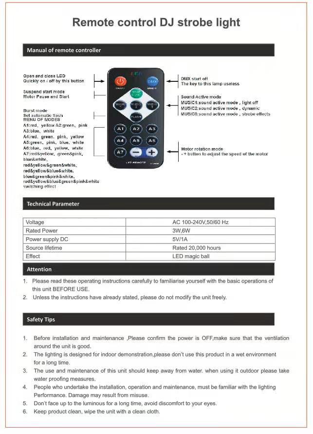 Pour Choices  LED Stage Light,Rotating DJ BallStrobe Light with Remote Control, USB Powered RGB Disco BallLight, LED Strobe Lights,  DanceCar Party Atmosphere Lamp for Home KTV Bar