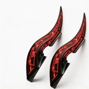 Aggressive Cyberpunk Dragon Horn Roof Fins - 32 LED Modes Demon Horns Antenna, Touch Control Waterproof JDM Exterior Car Mods
