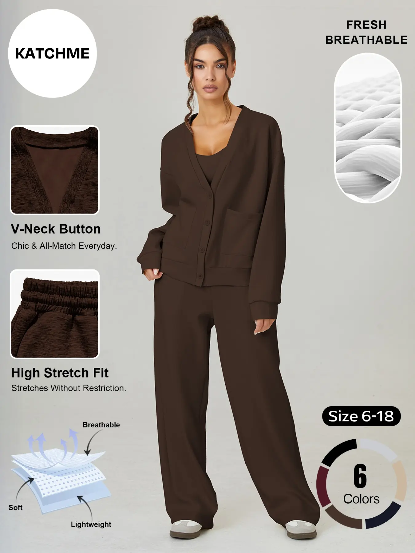 Women's Fall Winter Casual, Chic, Long Sleeve Button Front Cardigan & Wide Leg Pants, Elegant Knit Style, Perfect for Daily Wear#TikTokMadeMeBuyIt#MatchingSet#FindYourStyle
