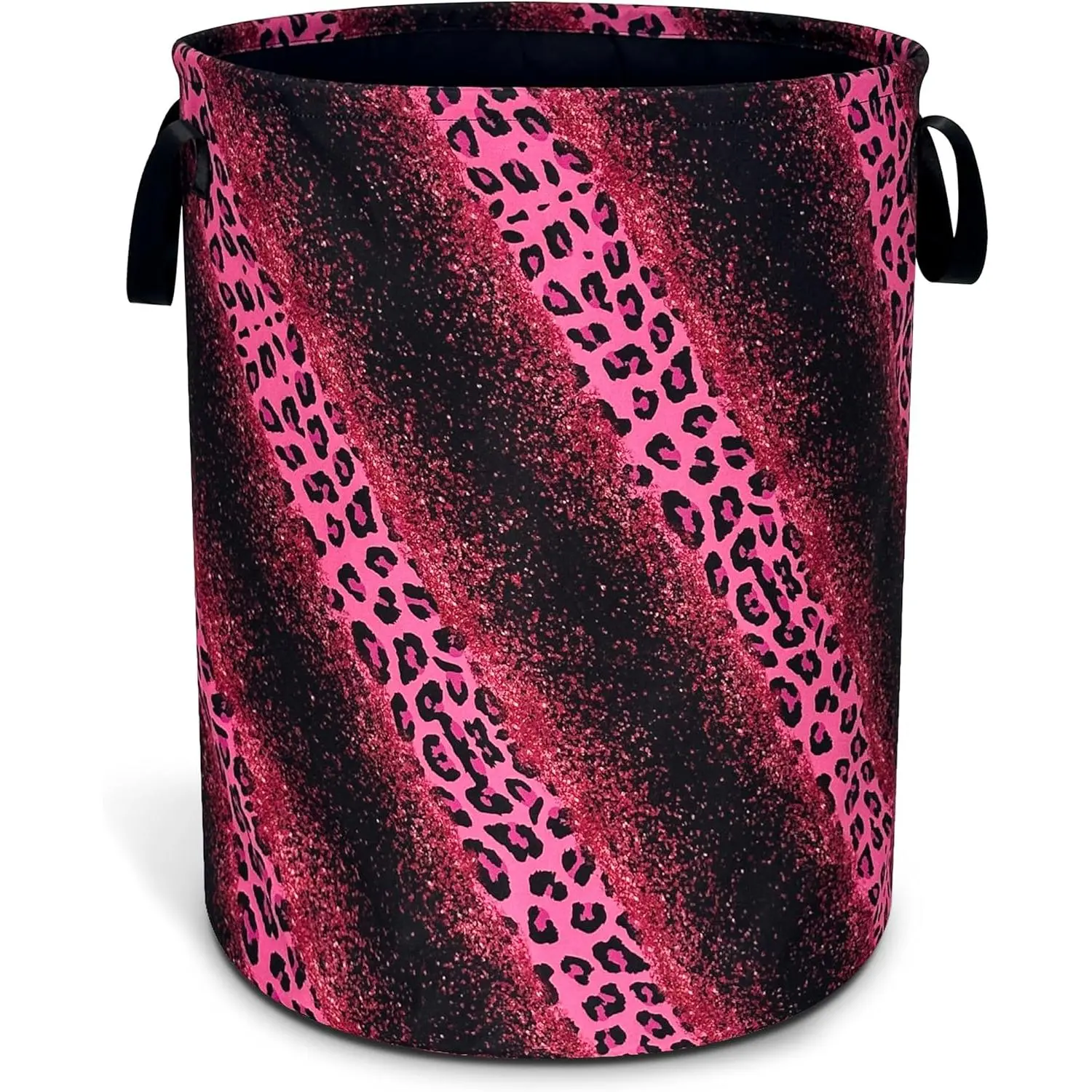 Pink Leopard Print Laundry Basket Cheetah Oxford Cloth Laundry Hamper With Handle Foldable Portable Clothes Storage Basket 18.9 X 16.5 Inch Storage Bag For Laundry Room/Bathroom/Bedroom/Dormitories