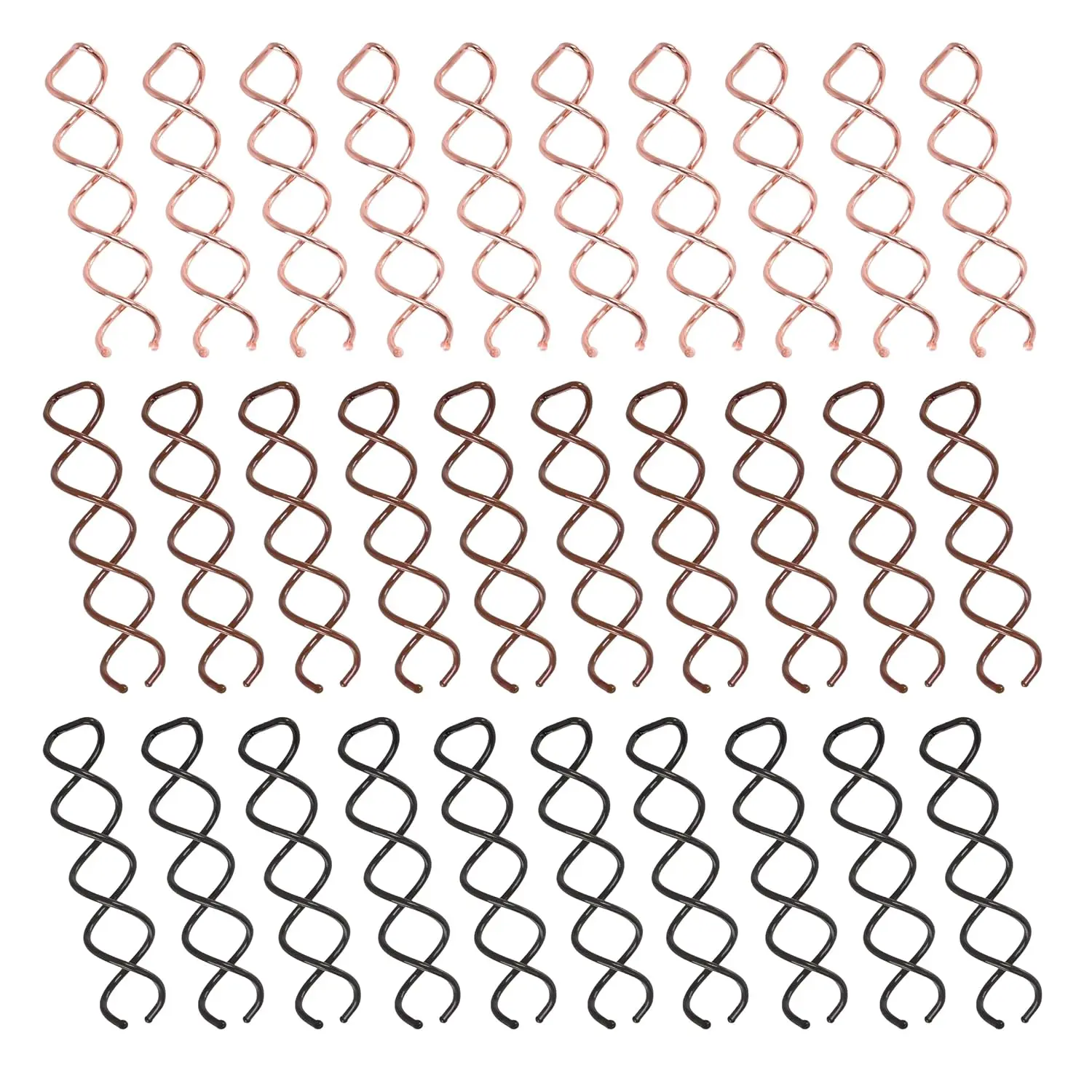 30 Pcs Spiral Hair Pins, 3 Colors Spin Pins for Hair, Alloy Spiral Bobby Pins, Bun Twist Hair Pins with Non-scratch Rounded Tips for Women (2.36 Inches)