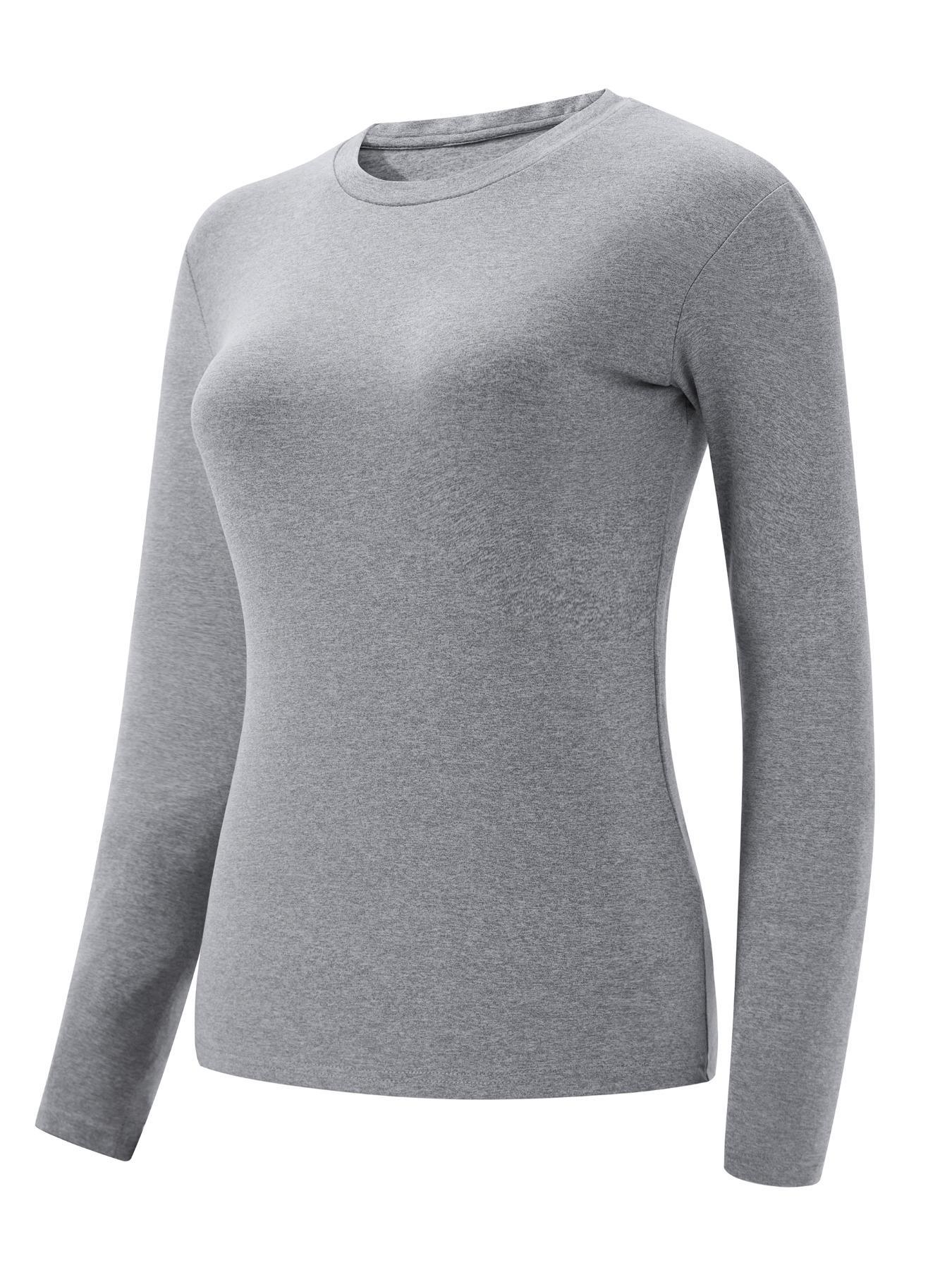 Women's Warm Round Neck Long Sleeve Fitted Basic Everyday Thermal Top, Comfortable Fall Winter Base Layer, Christmas Gift Idea