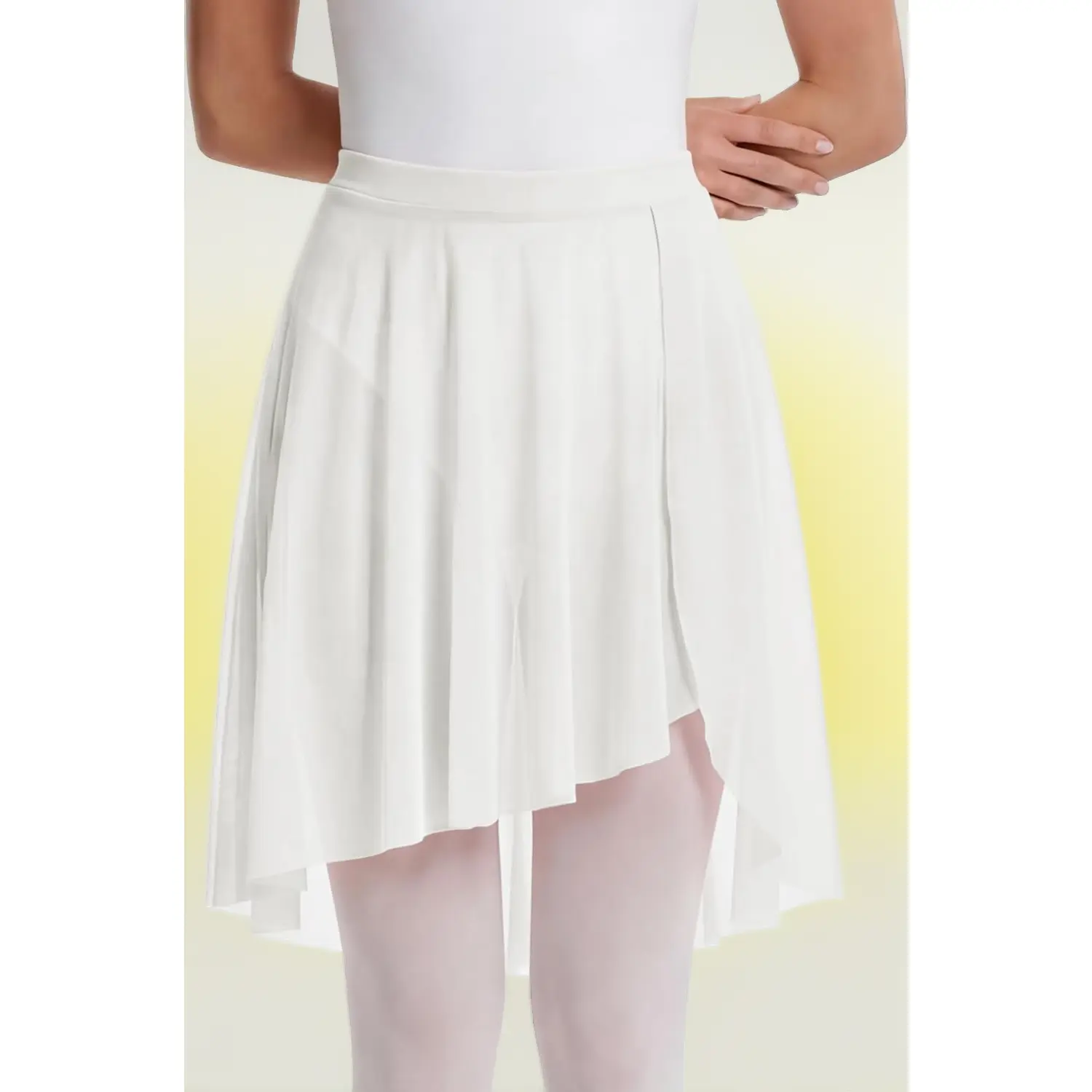 Sheer Chiffon Ballet Wrap Skirt for Women – Elastic Waist Pull-On Dance Skirt, High Low Mesh Flowy Skirt, Ladies Dancewear for Ballroom & Practice