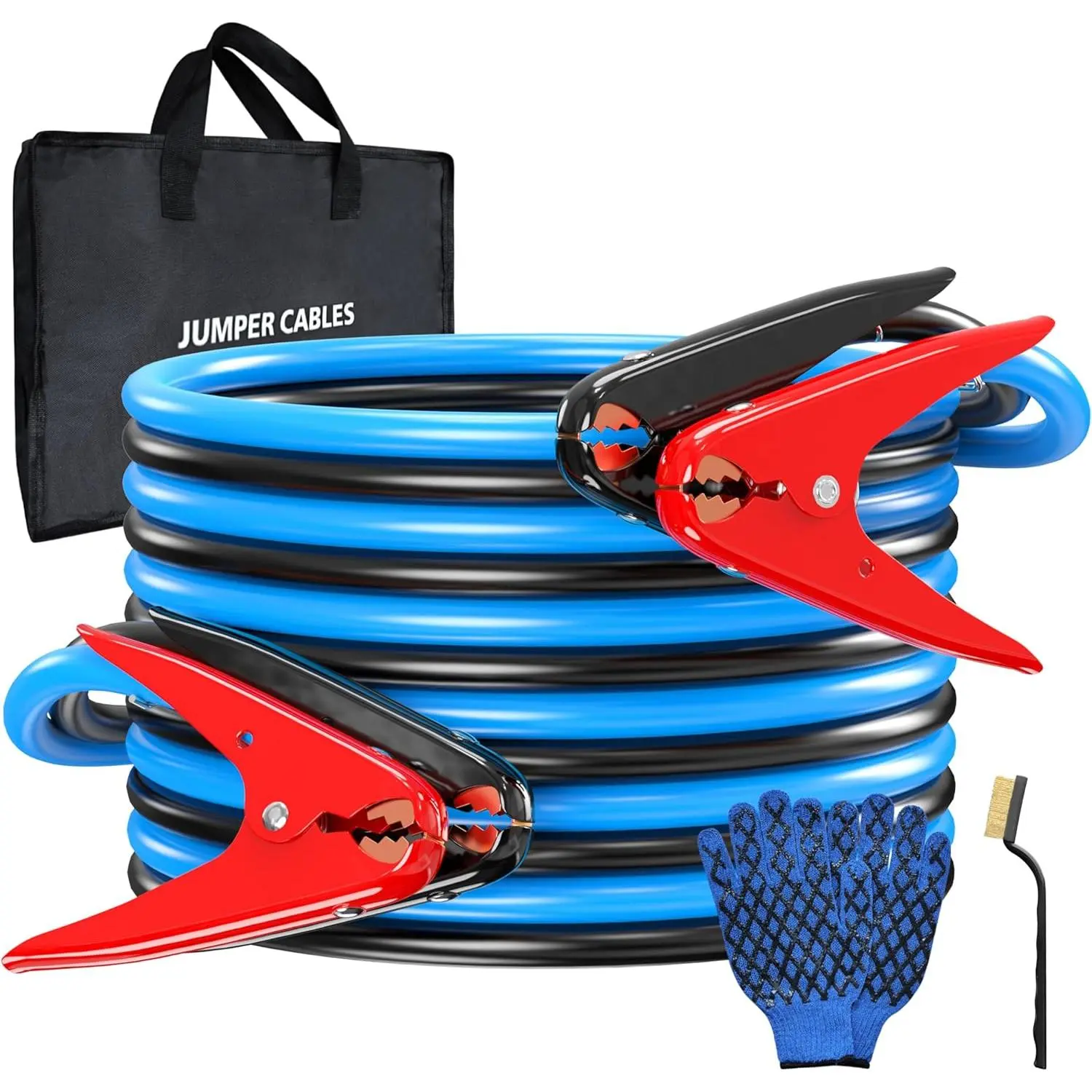 2 Gauge 20  Jumper Cables Heavy Duty for , 800 Amp Automotive Booster  Jumper Cables for SUV and  with Carry Bag, Gloves, Brushes