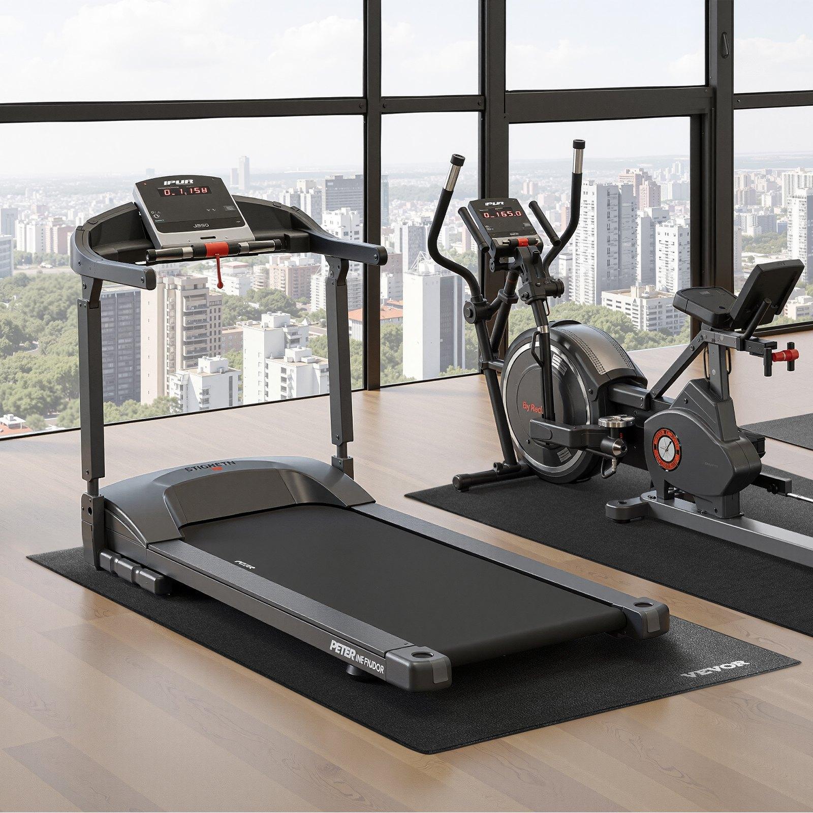 VEVOR Treadmill Mat for Carpet Floor, 23.62" x 51.18" x 0.16" Exercise Equipment Mat for Elliptical and Walking Pad, High Density PVC Floor Protector, Waterproof and Non-slip for Home Gym